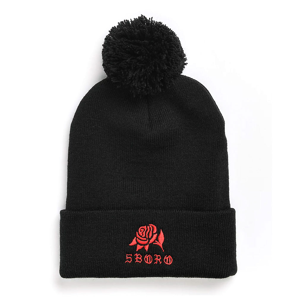 5boro Rose Pom Beanie - Black