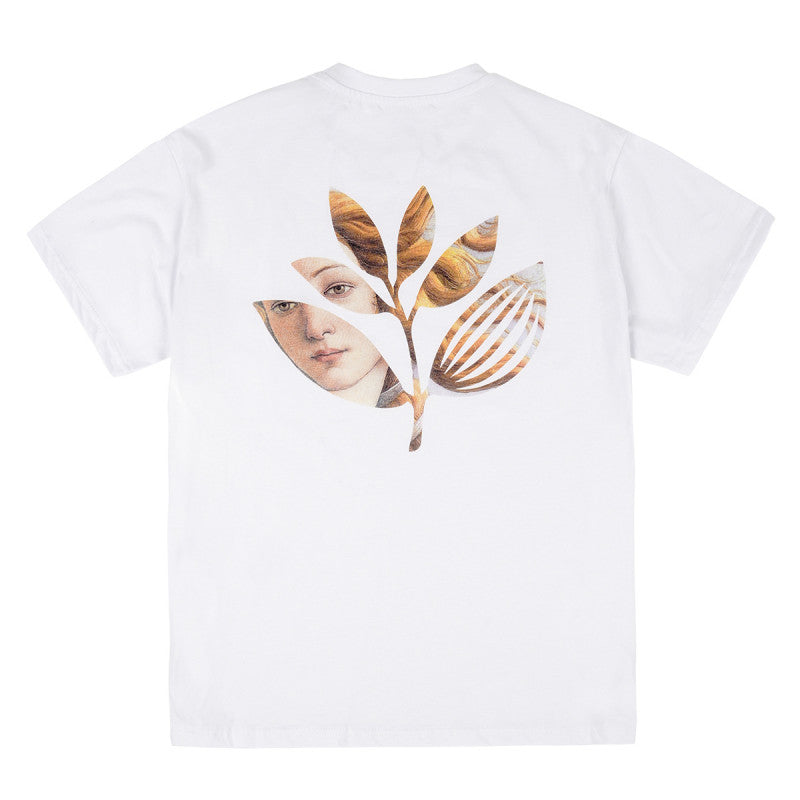 Magenta Botticelli Plant T-Shirt - White