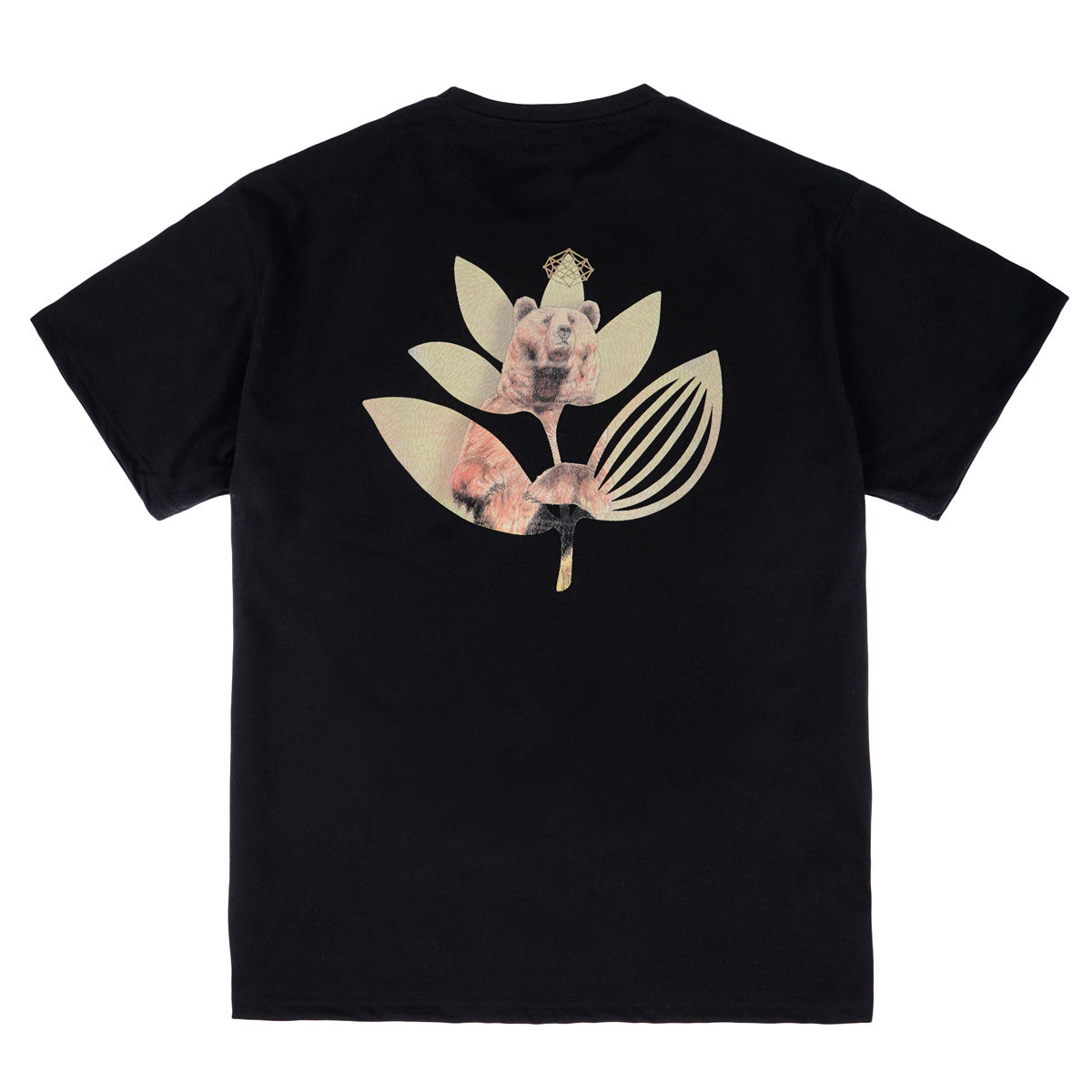 Magenta Bear Plant T-Shirt - Black