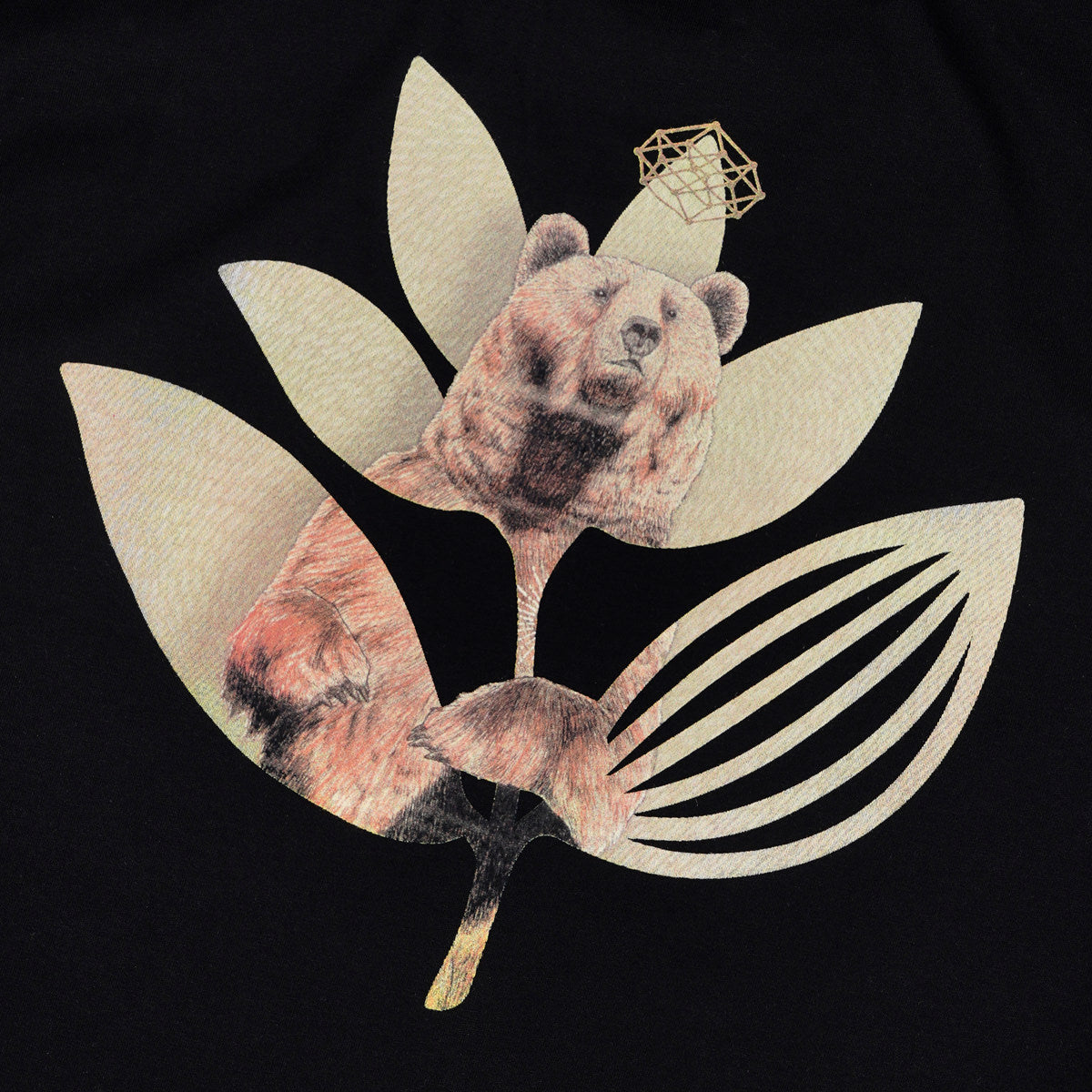 Magenta Bear Plant T-Shirt - Black