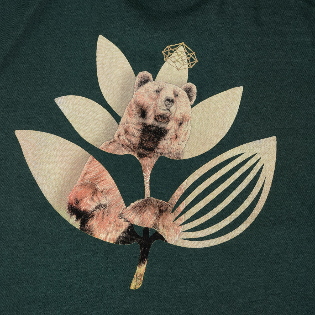 Magenta Bear Plant T-Shirt - Green