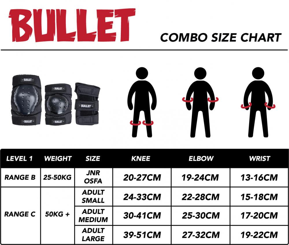 Bullet Combo Standard Skateboard Padset ADULT