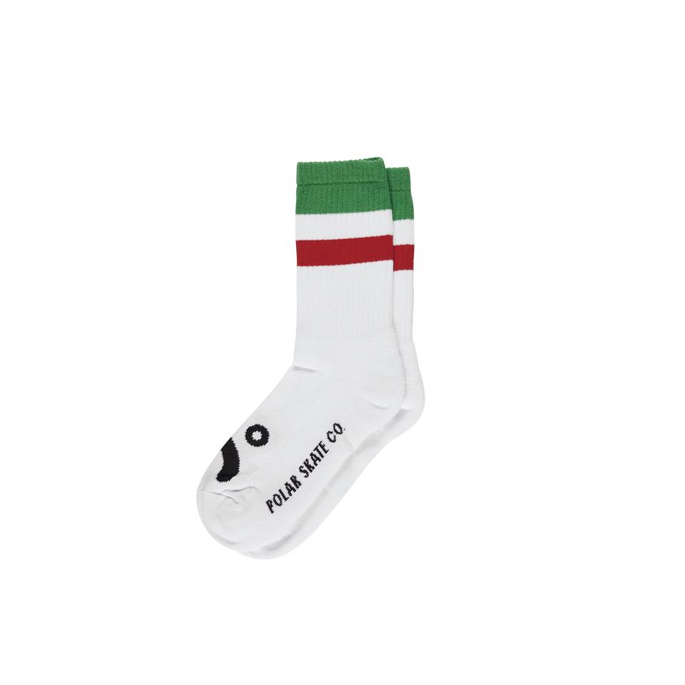 Polar Skate Co. Striped Happy Sad Socks - Green/Red Stripe - Aylesbury Skateboards UK