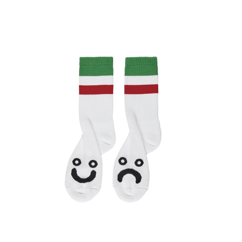 Polar Skate Co. Striped Happy Sad Socks - Green/Red Stripe - Aylesbury Skateboards UK