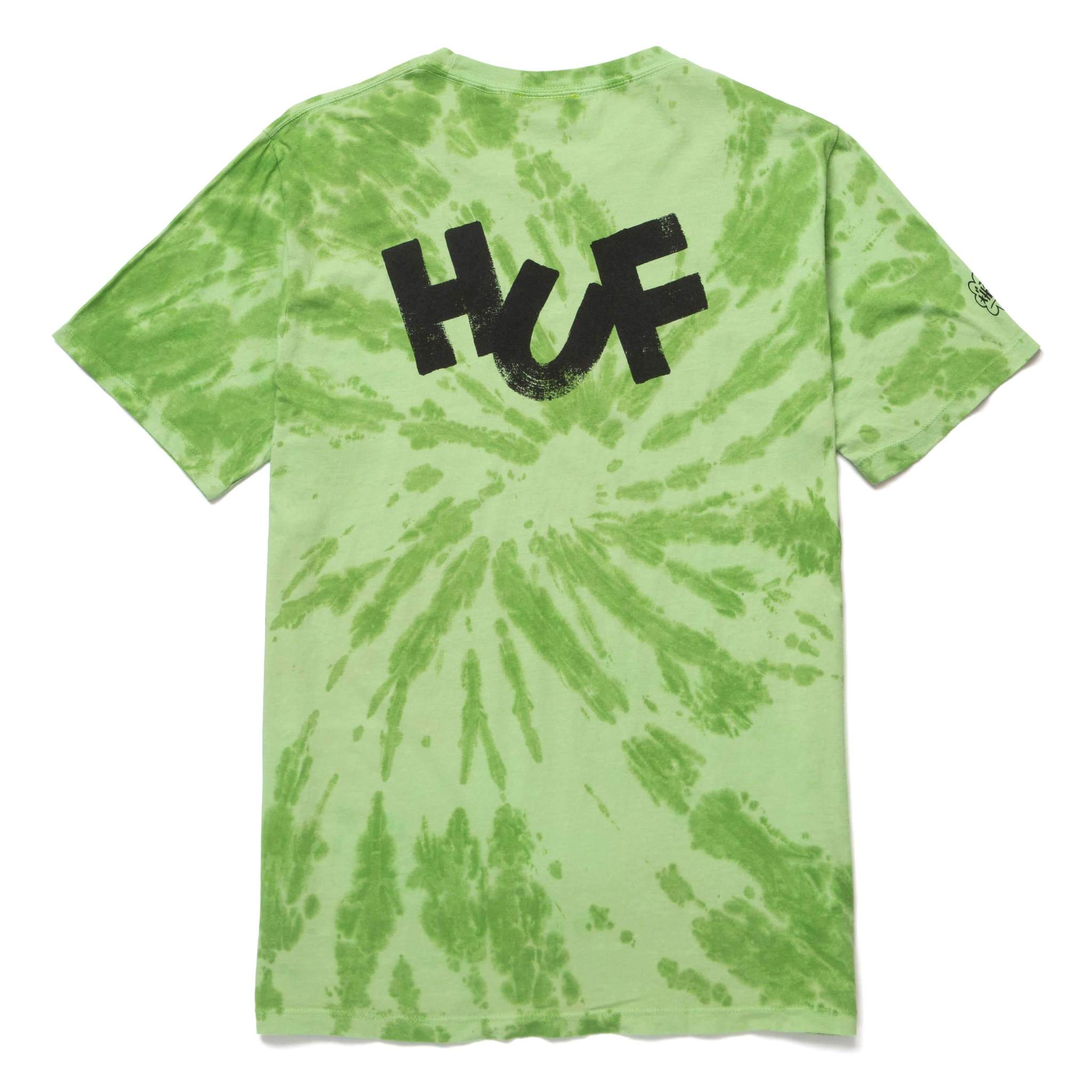 HUF Haze Brush Tie Dye T Shirt Lime Green Aylesbury Skateboards