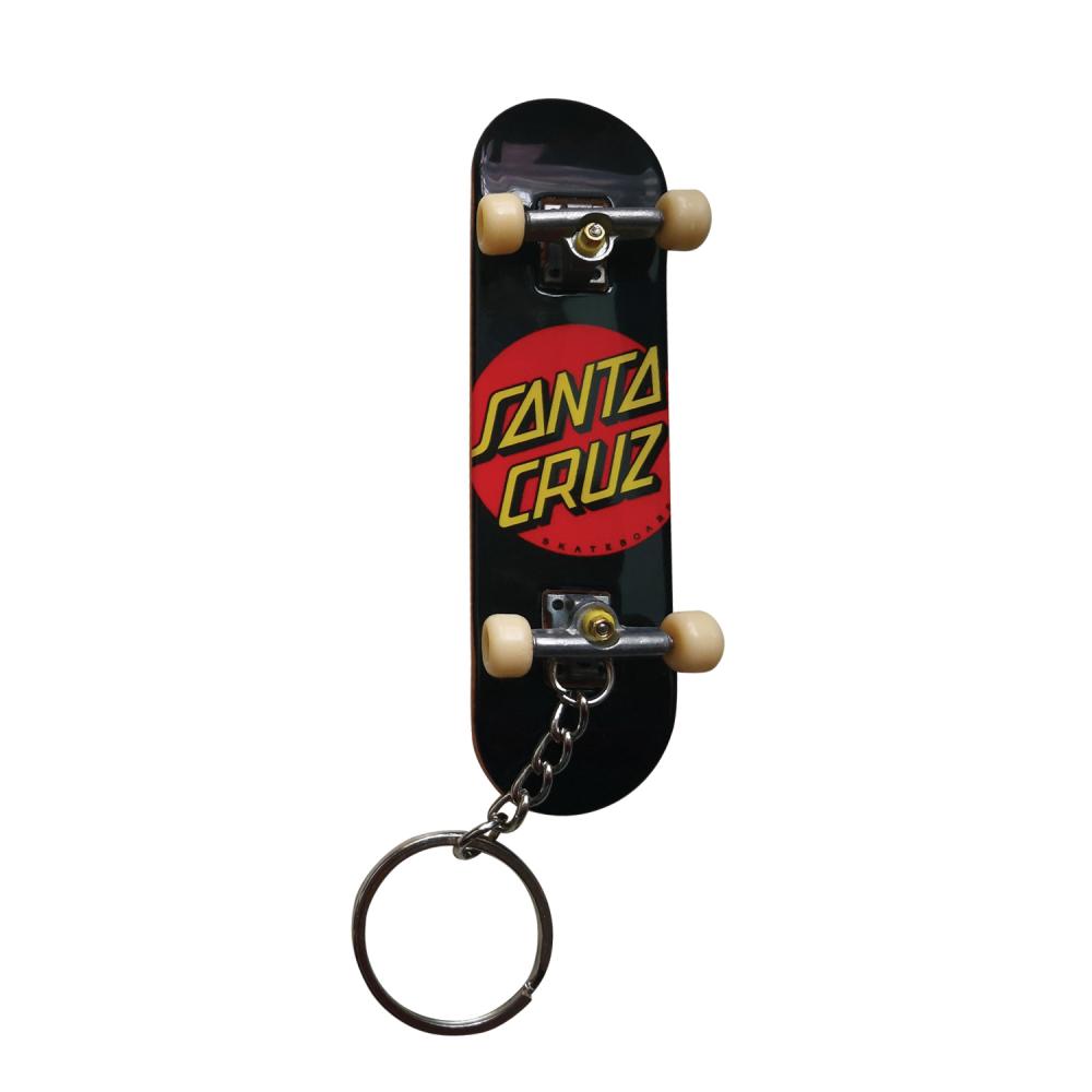 Santa Cruz Classic Dot Fingerboard Skateboard Keychain - Black