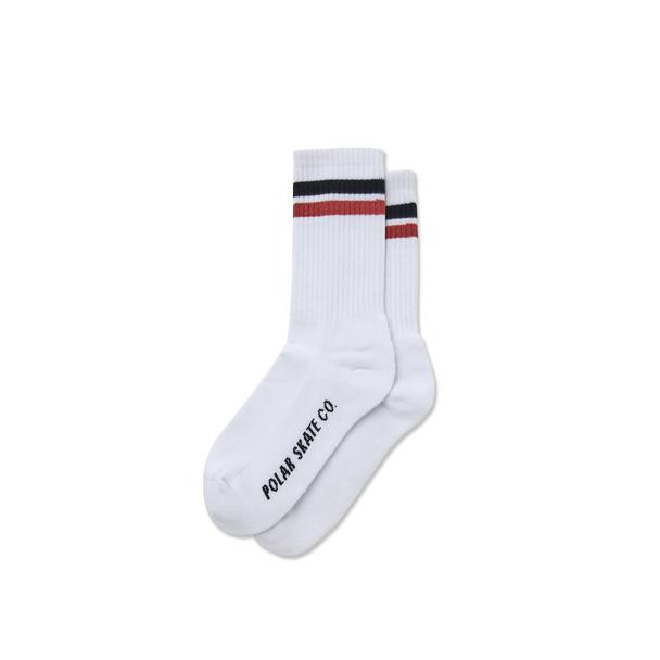 Polar Skate Co. Stripe Socks - White/Black/Rust