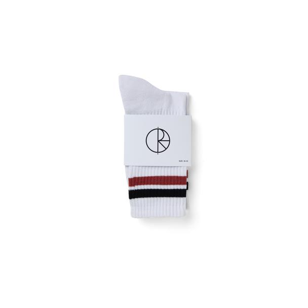 Polar Skate Co. Stripe Socks - White/Black/Rust