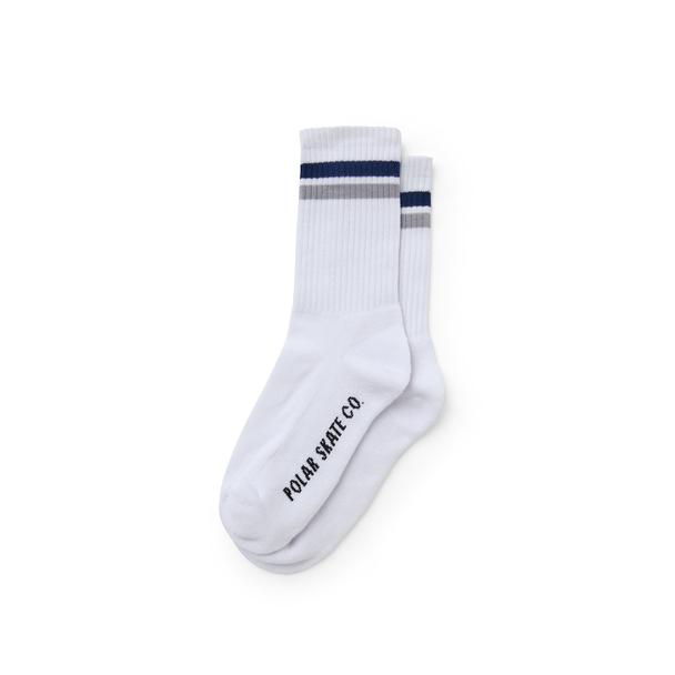 Polar Skate Co. Stripe Socks - White/Navy/Grey