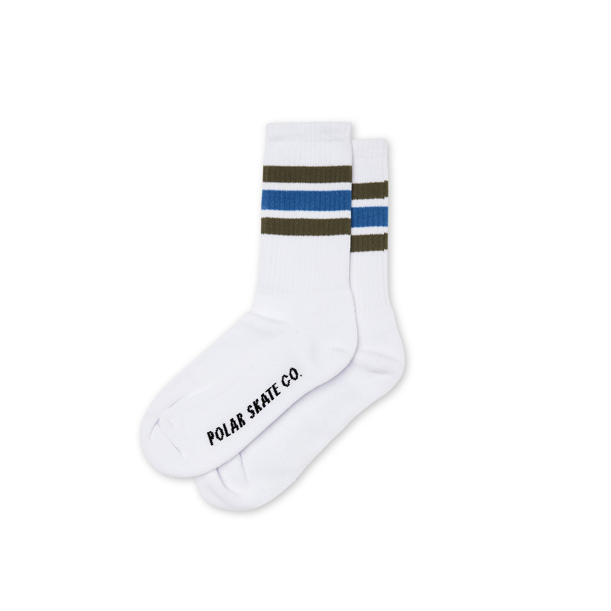 Polar Skate Co. Stripe Socks - White/Army/Blue