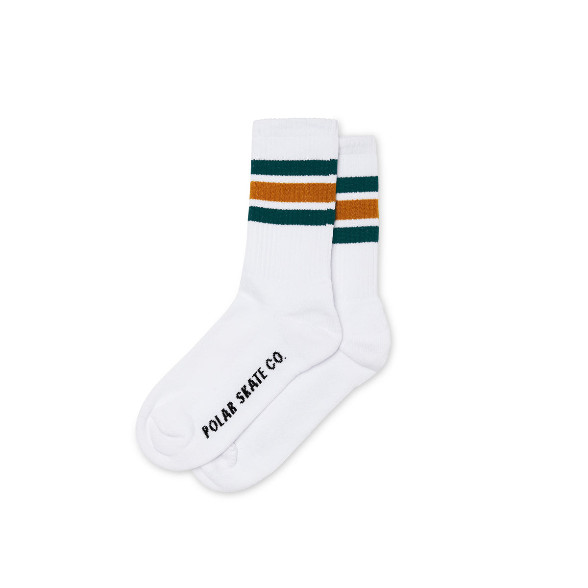 Polar Skate Co. Stripe Socks - White/Teal/Orange