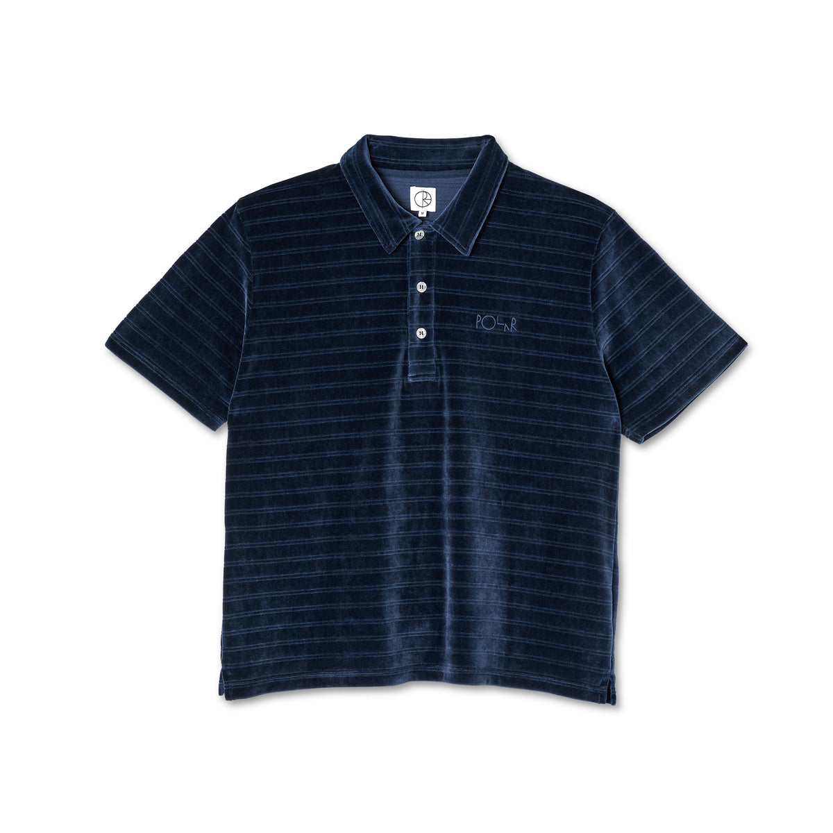Polar Skate Co. Stripe Velour Polo Shirt - Navy