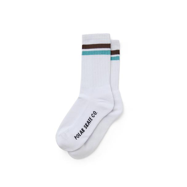 Polar Skate Co. Stripe Socks - White/Brown/Mint