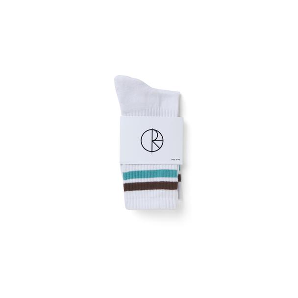 Polar Skate Co. Stripe Socks - White/Brown/Mint