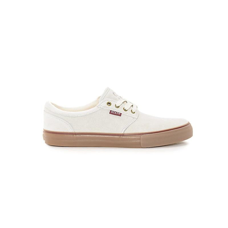 State Footwear Elgon Skateboard Shoes - Cream / Burgundy (Suede) - Aylesbury Skateboards UK
