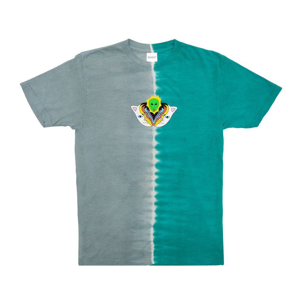 Rip N Dip Splitting Heads T-Shirt - Teal &amp; Grey Split Dye
