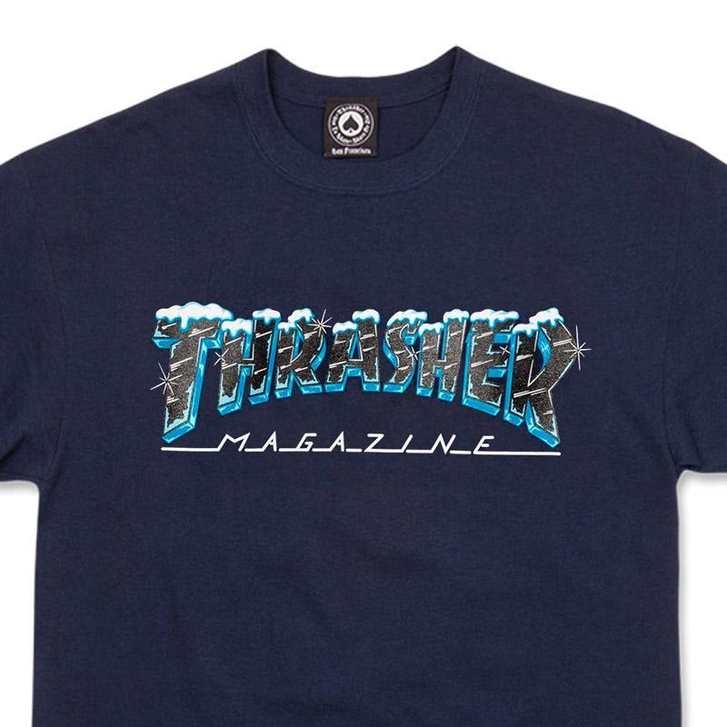 Thrasher Black Ice T-Shirt - Navy Blue