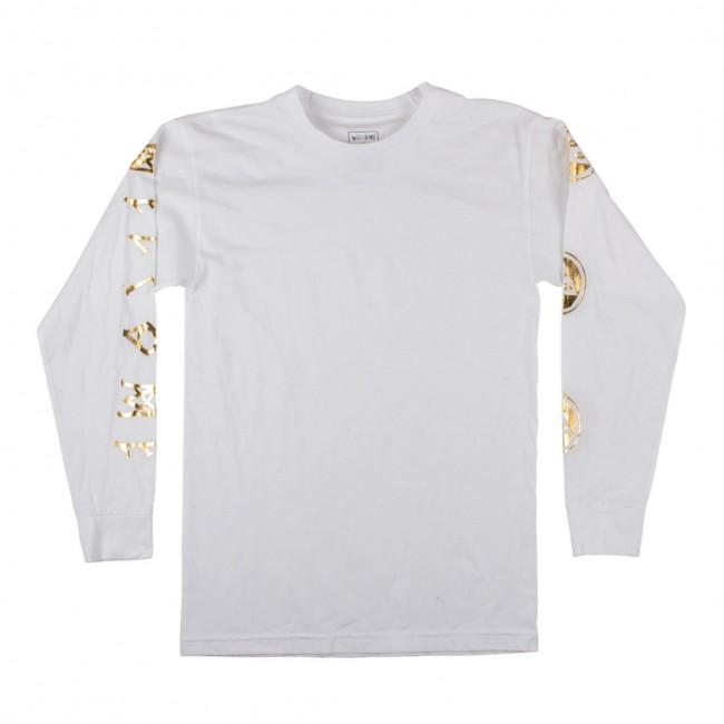 Welcome Skateboards Binary Long Sleeve T-Shirt - White / Gold - Aylesbury Skateboards UK