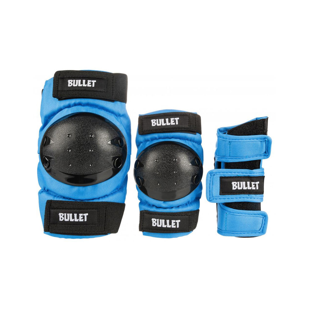 Bullet Triple Standard Combo Skateboard Junior Padset - Blue/Black