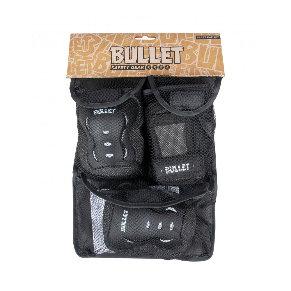 Bullet Junior Blast v2 Triple Skateboard Pad Set - Black/White