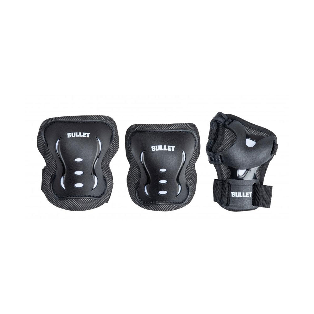 Bullet Junior Blast v2 Triple Skateboard Pad Set - Black/White