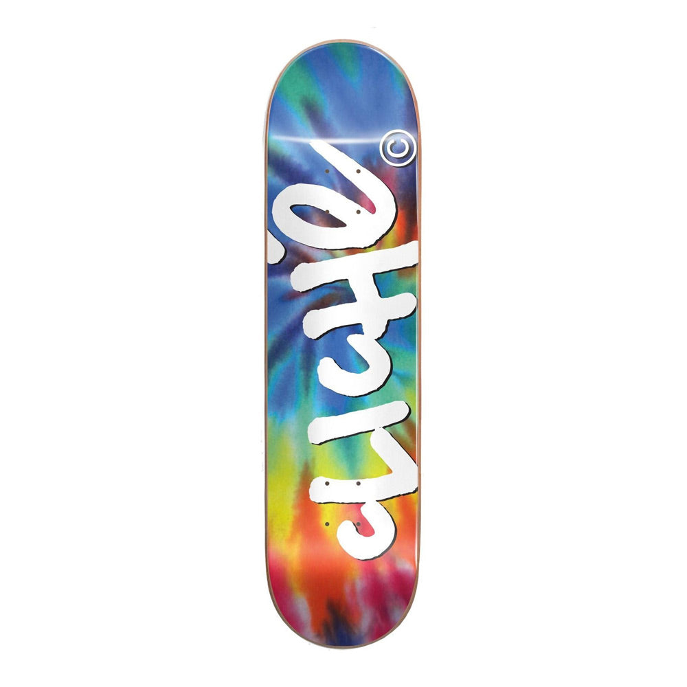 Cliché Handwritten Tie Dye White RHM Skateboard Deck - 8.0"