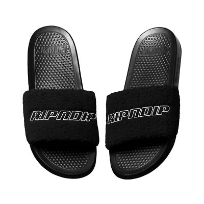 Rip N Dip Fluffy Slides - Black - Aylesbury Skateboards UK