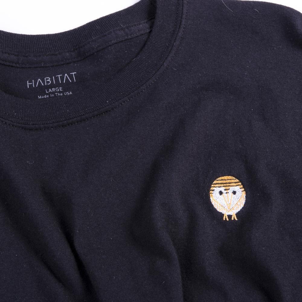 Habitat Barn Owl Embroidered T-Shirt - Black - Aylesbury Skateboards UK