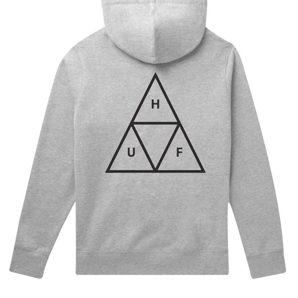 HUF Essentials Triple Triangle Pullover Hoodie - Grey Heather - Aylesbury Skateboards UK