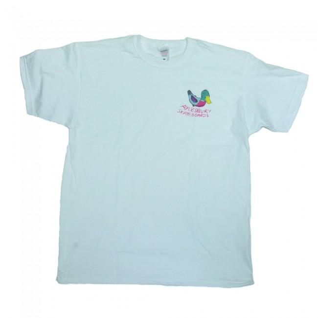 Aylesbury Skateboards Shop Logo T-Shirt - White (Small Front Print) - Aylesbury Skateboards UK