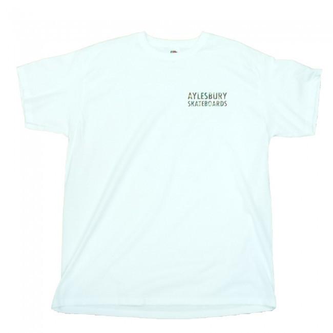 Aylesbury Skateboards Camo Duck Shop T-Shirt - White - Aylesbury Skateboards UK