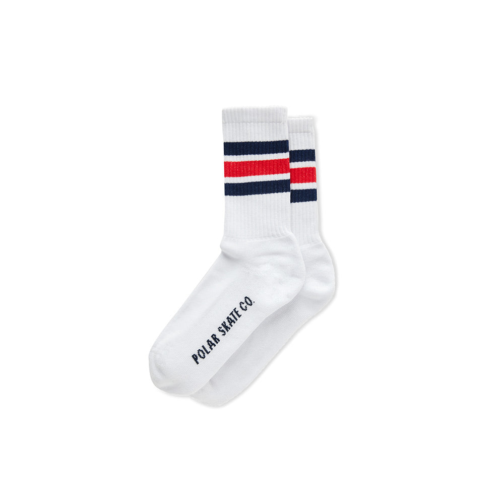Polar Skate Co. Stripe Socks - White/Navy/Red