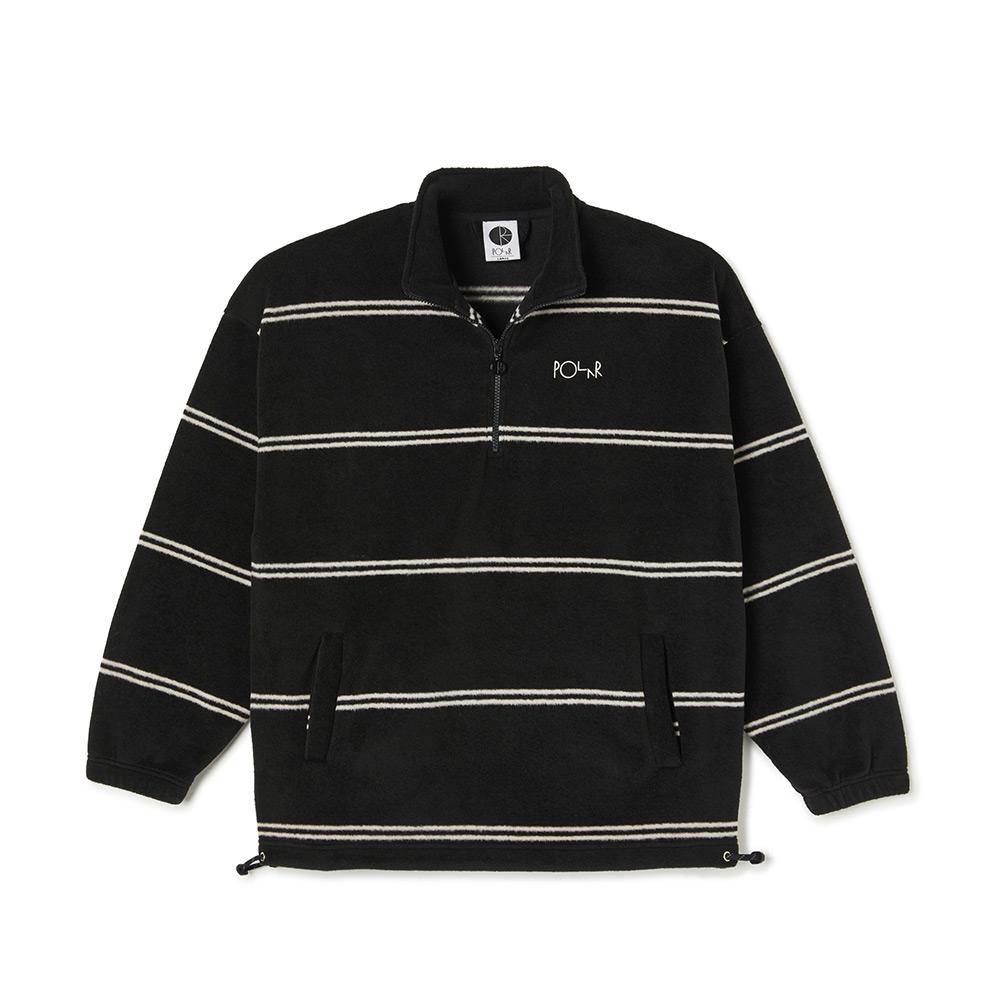 Polar Skate Co. Stripe Fleece Pullover - Black/Ivory - Aylesbury Skateboards UK