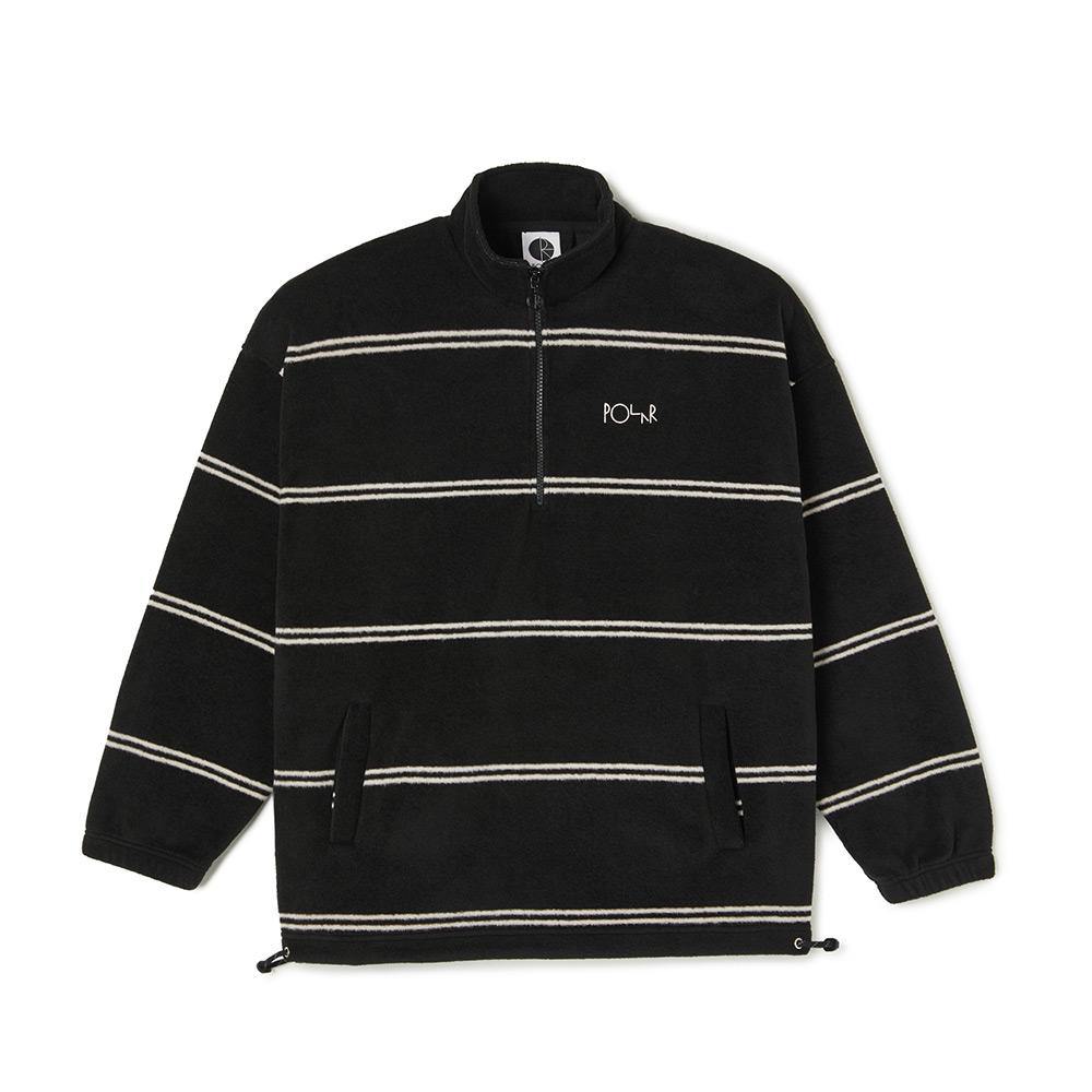 Polar Skate Co. Stripe Fleece Pullover - Black/Ivory - Aylesbury Skateboards UK