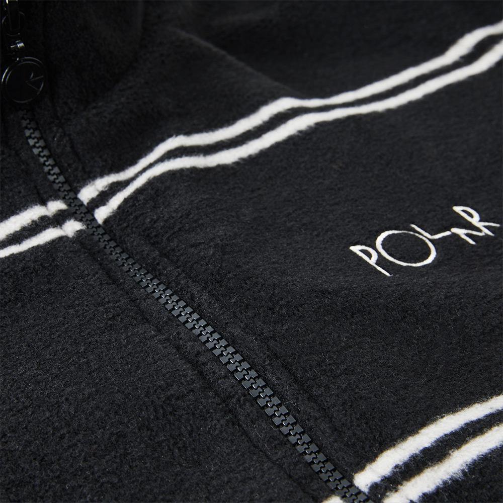Polar Skate Co. Stripe Fleece Pullover - Black/Ivory - Aylesbury Skateboards UK