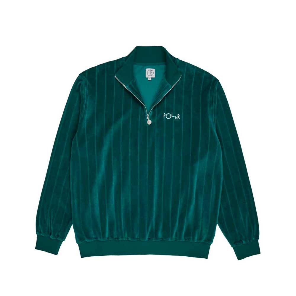 Polar Velour Zip Neck Sweatshirt - Dark Green - Aylesbury Skateboards UK