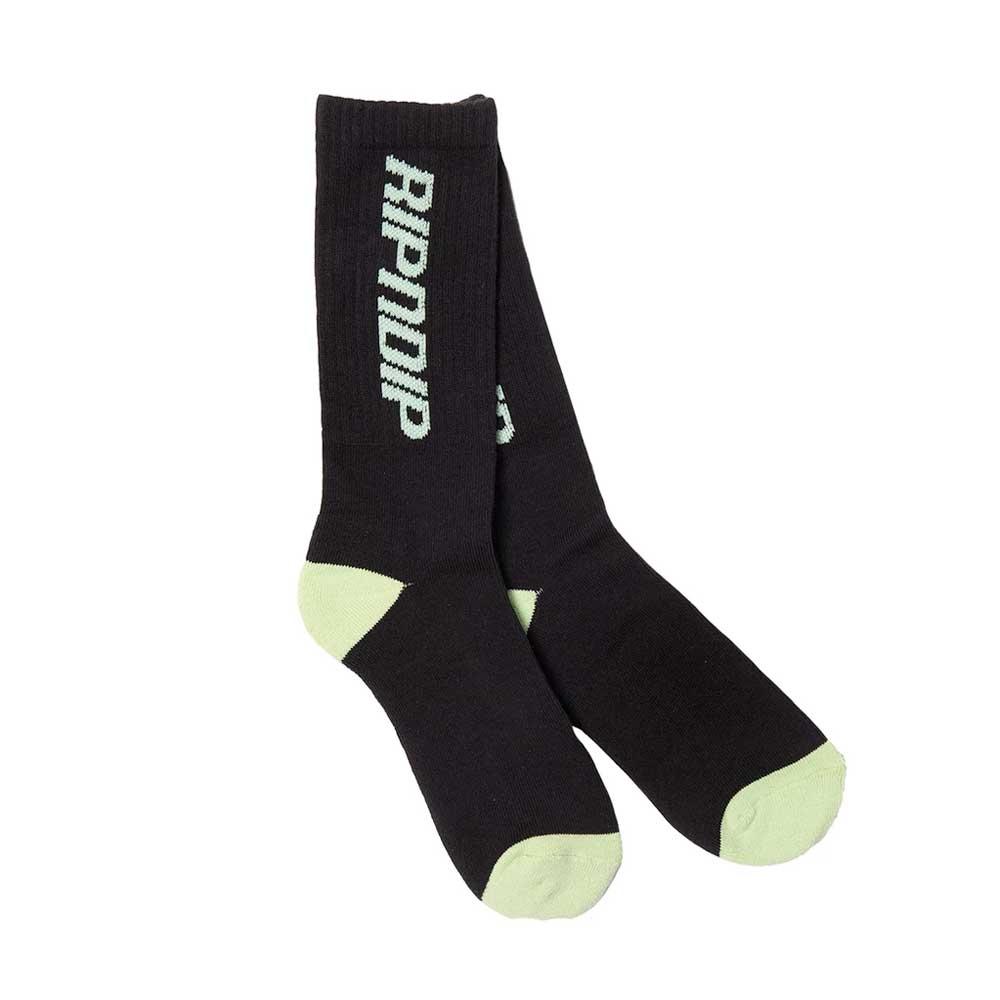 Rip N Dip Nerm Fast Socks - Black - Green - Aylesbury Skateboards UK