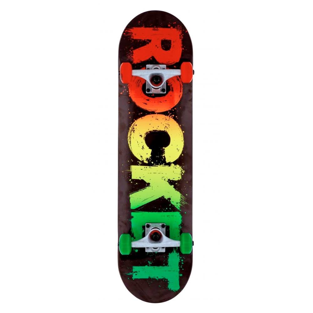 Rocket Rasta Fade Beginners Complete Skateboard - 8" (Red-Yellow-Green-Black) - Aylesbury Skateboards UK