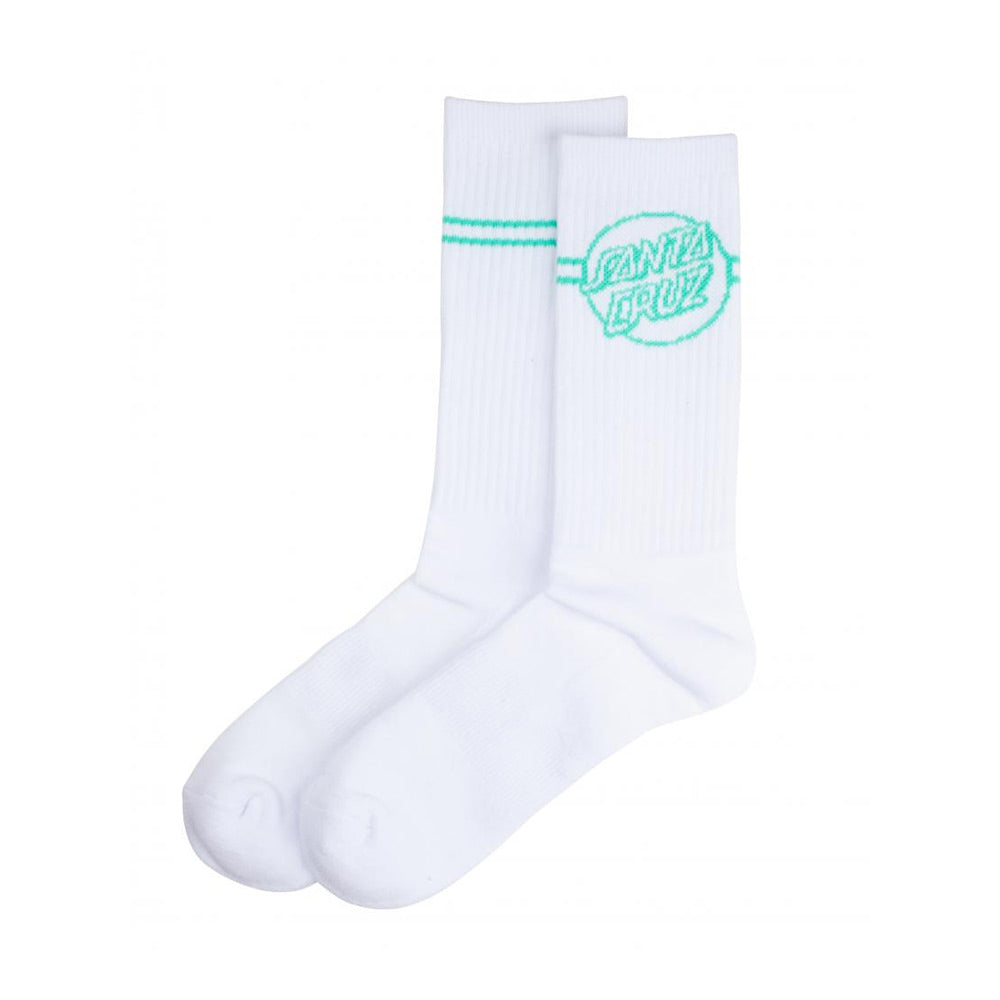 Santa Cruz Opus Dot Stripe Socks - White/Jade Green
