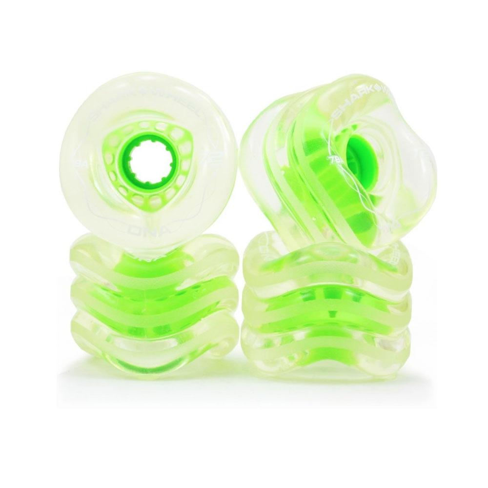 Shark Wheel Clear with Green Hub DNA Skateboard Wheels - 72mm 78A - Aylesbury Skateboards UK