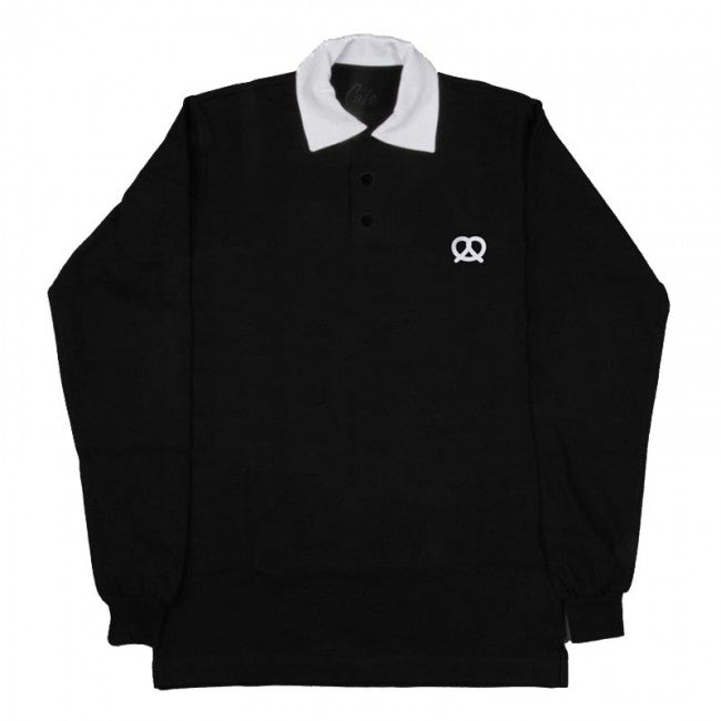 Skateboard Cafe Embroidered Pretzel Longsleeve Polo Shirt - Black - Aylesbury Skateboards UK