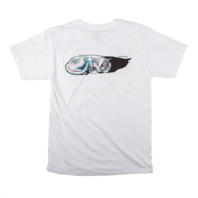 Welcome Skateboards Sleeping Cat T-Shirt - White - Aylesbury Skateboards UK