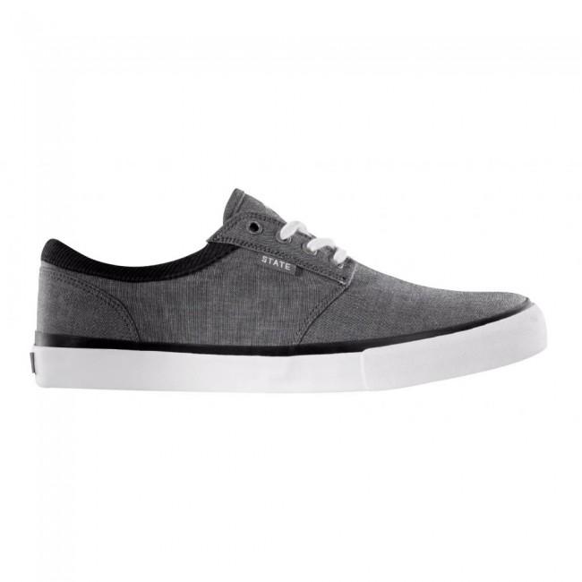 State Footwear Elgin Skateboard Shoes - Pewter / Black (Chambray) - Aylesbury Skateboards UK