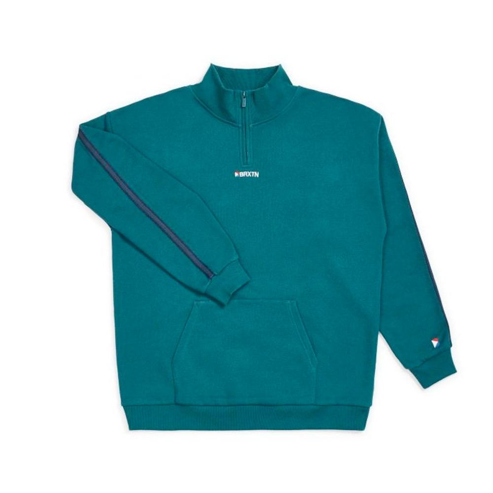 Brixton Stowell 1-2 Zip Neck Crew - Atlantic Blue - Aylesbury Skateboards UK