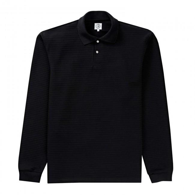 Polar Skate Co. Striped Pique Long Sleeve Shirt - Black - Aylesbury Skateboards UK