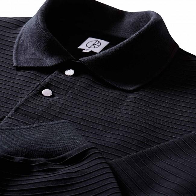 Polar Skate Co. Striped Pique Long Sleeve Shirt - Black - Aylesbury Skateboards UK