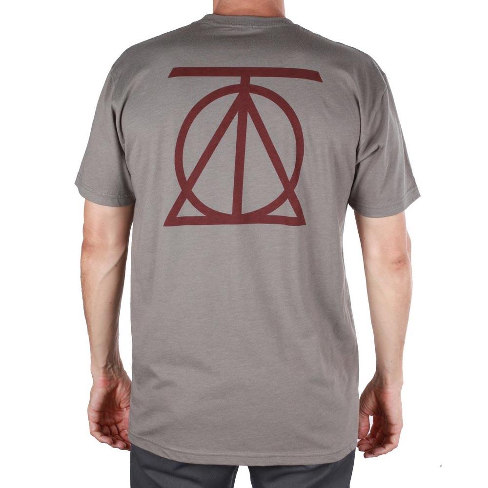 Theories Crest T-Shirt - Warm Grey-Crimson - Aylesbury Skateboards UK
