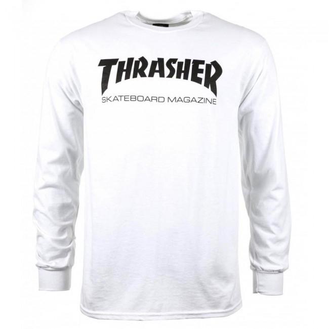 Thrasher Skateboard Magazine Logo Long Sleeve T-Shirt - White - Aylesbury Skateboards UK
