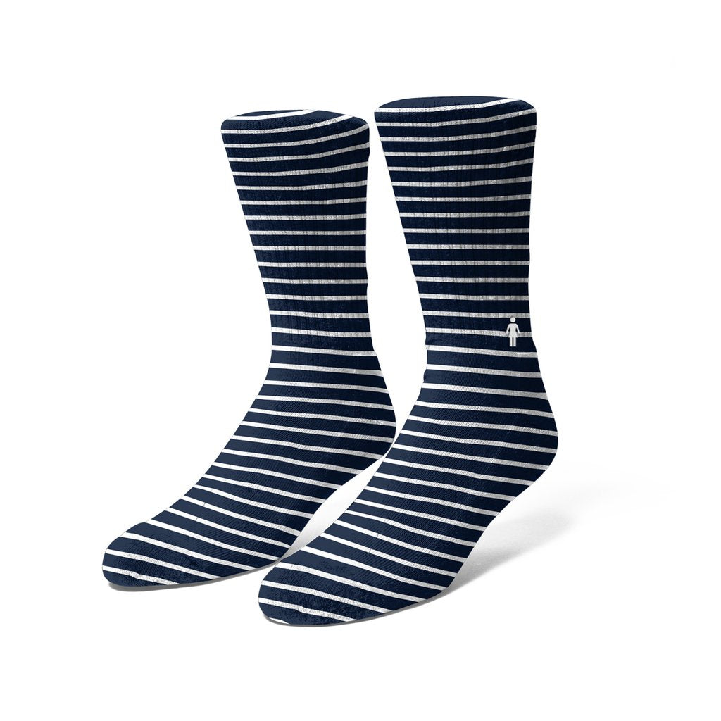 Girl Striped Socks - Navy/White