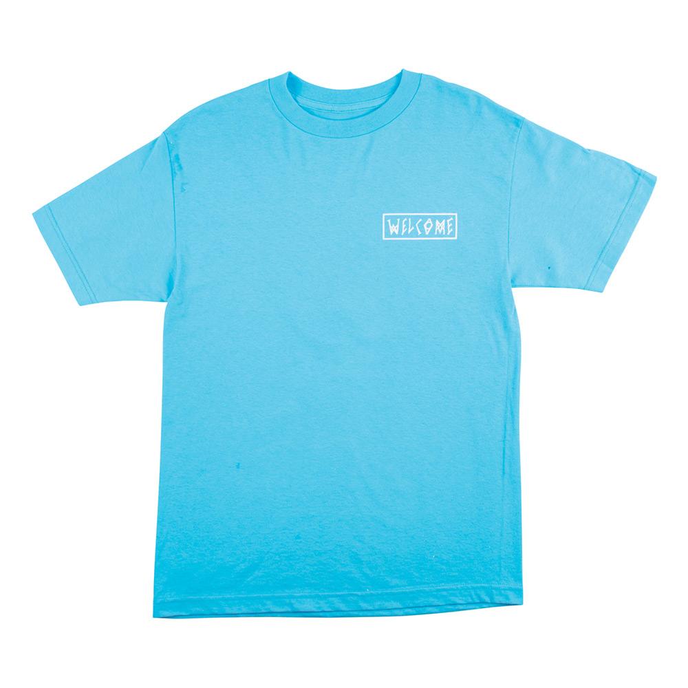 Welcome Talisman Mono T-Shirt - Blue-White Puff Print - Aylesbury Skateboards UK